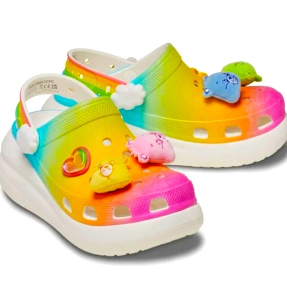 CROCS Shoes - NWT Crocs x Care Bear Crush 🌈Light On Shoes W8/M 6 White Rainbow bonus Jibbitz